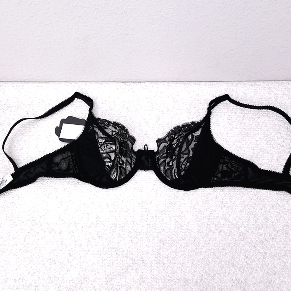 FELINA Vintage Floral Lace Bra 36C Black - Picture 3 of 5